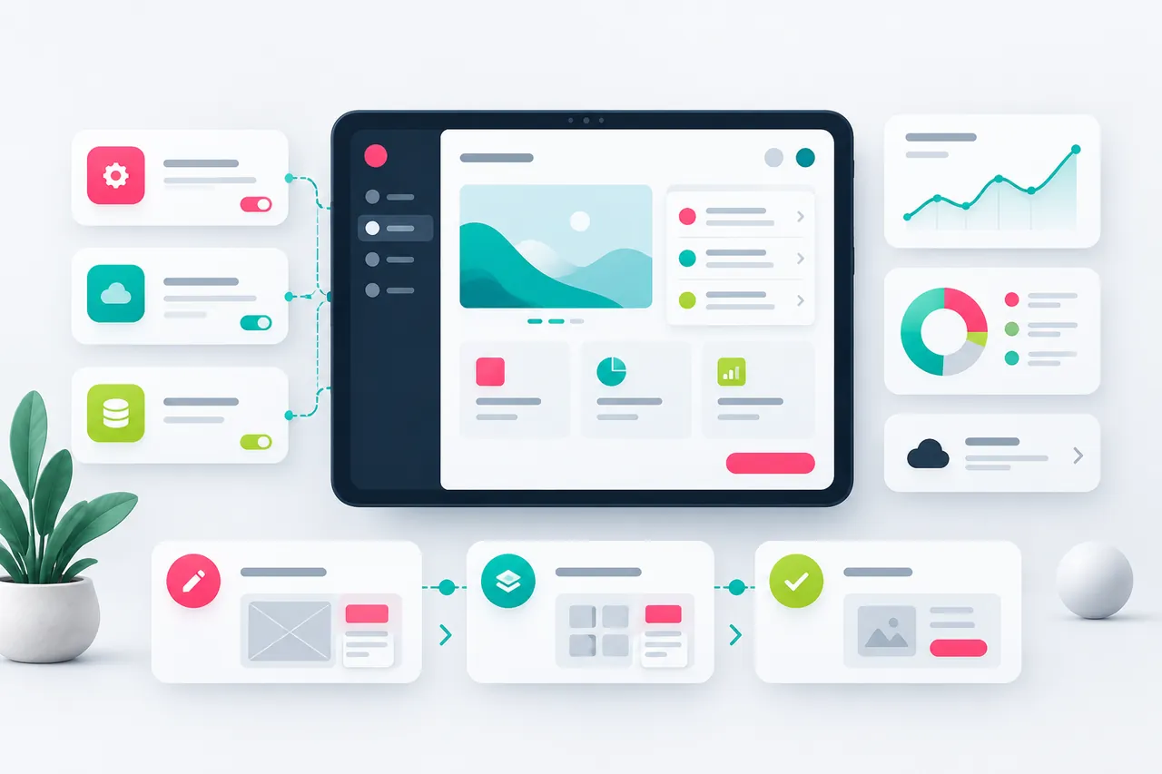 Erster App-Prototyp aus übersichtlich angeordneten Funktionsmodulen